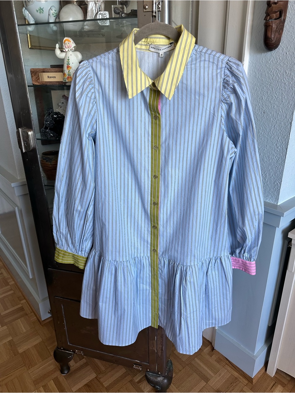 English Factory Color Blocked Shirt Dress in fun and classic stripes.
